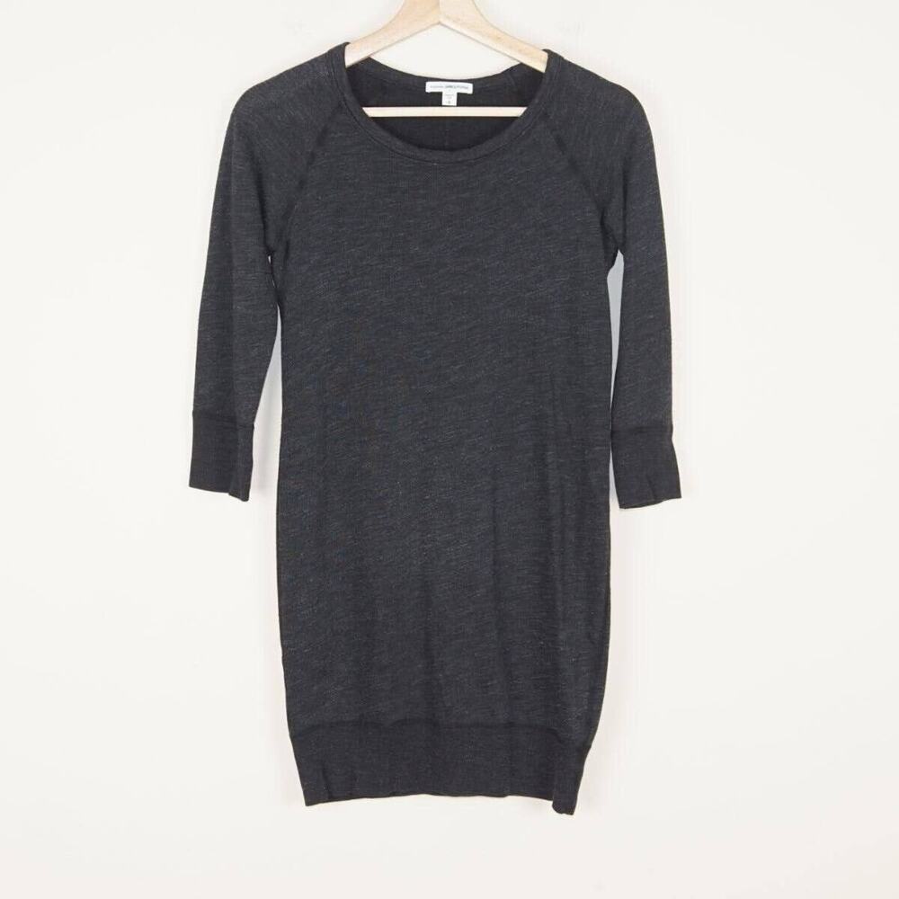 James Perse Raglan Sweatshirt Dress Dark Gray Supima Cotton Womens Sz 0 US XS